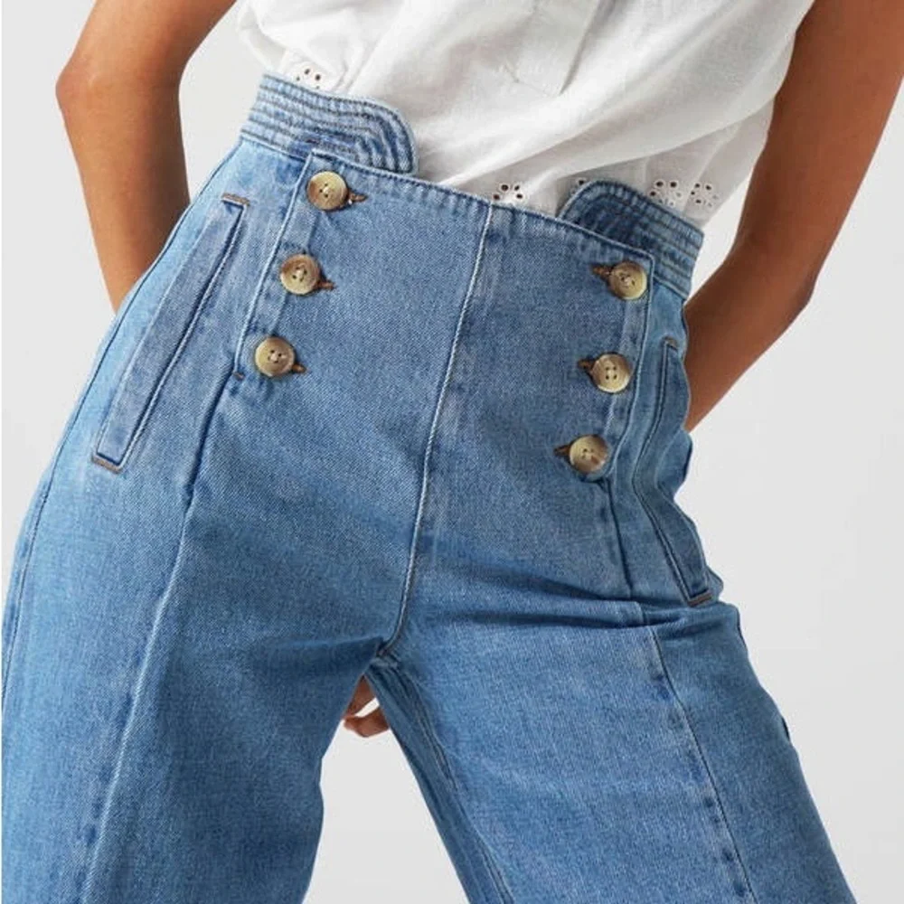 seventy + mochi Marie Jeans in Summer Vintage size 28 sailor high rise wide leg